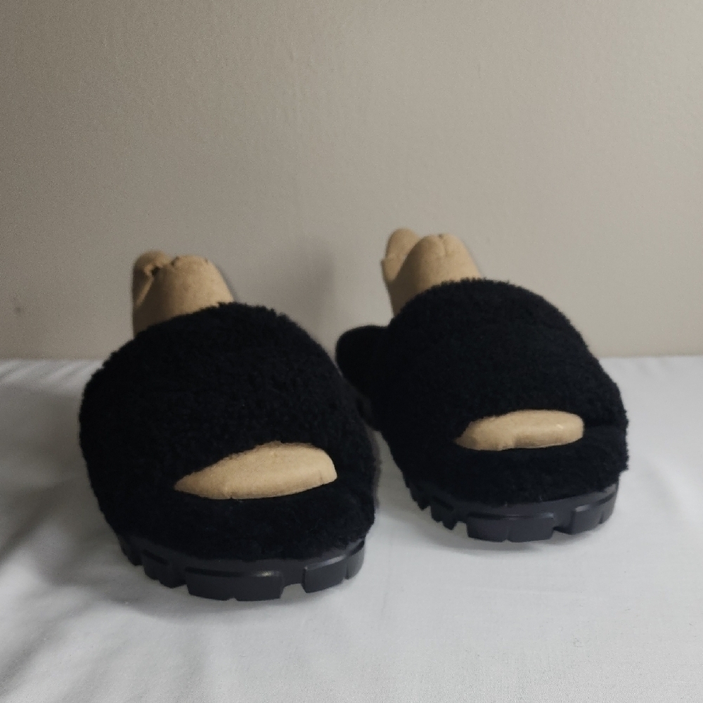 UGG Black Fuzzy Sandals - Picture 6 of 9